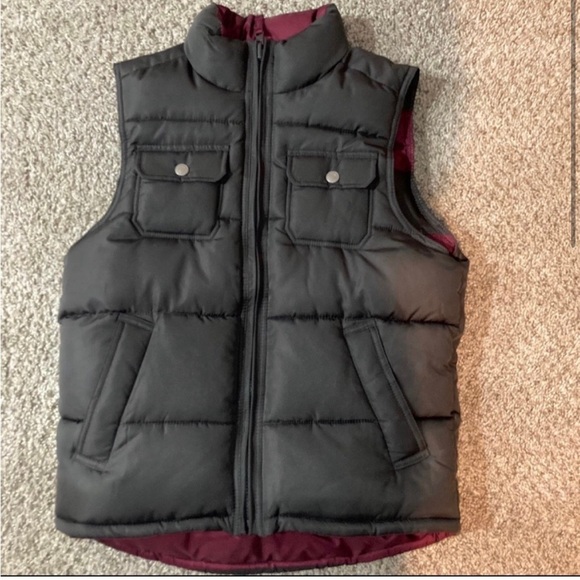 GAP Kids Reversible Puffer Vest Large Air Force Grey - Picture 2 of 6
